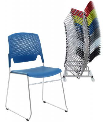 30 Edge Stacking Chairs and Trolley Bundle