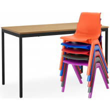 Hille ErgoStak Chair and MDF Edge Classroom Table Pack Hille ErgoStak Chair and MDF Edge Classroom Table Pack