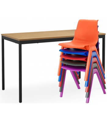 Hille ErgoStak Chair and MDF Edge Classroom Table Pack