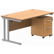 Core Twin Frame Office Desk and Pedestal Bundle