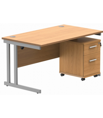 Core Twin Frame Office Desk and Pedestal Bundle