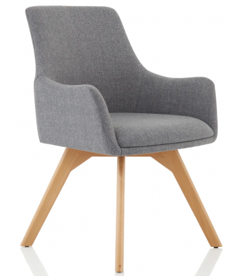 Carmen Fabric Wooden Leg Reception Chair