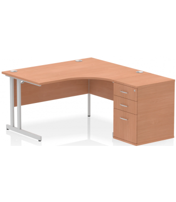 Dynamic Crescent Office Desk and Pedestal Bundle