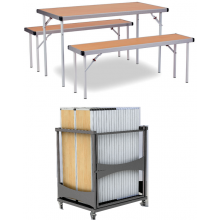 Fast Fold Canteen Table Bench and Trolley Set