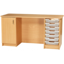 Cupboard and Tray Storage Double Pedestal Desk