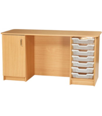 Cupboard and Tray Storage Double Pedestal Desk