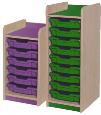 KubbyClass Single Column Coloured Tray Storage Units